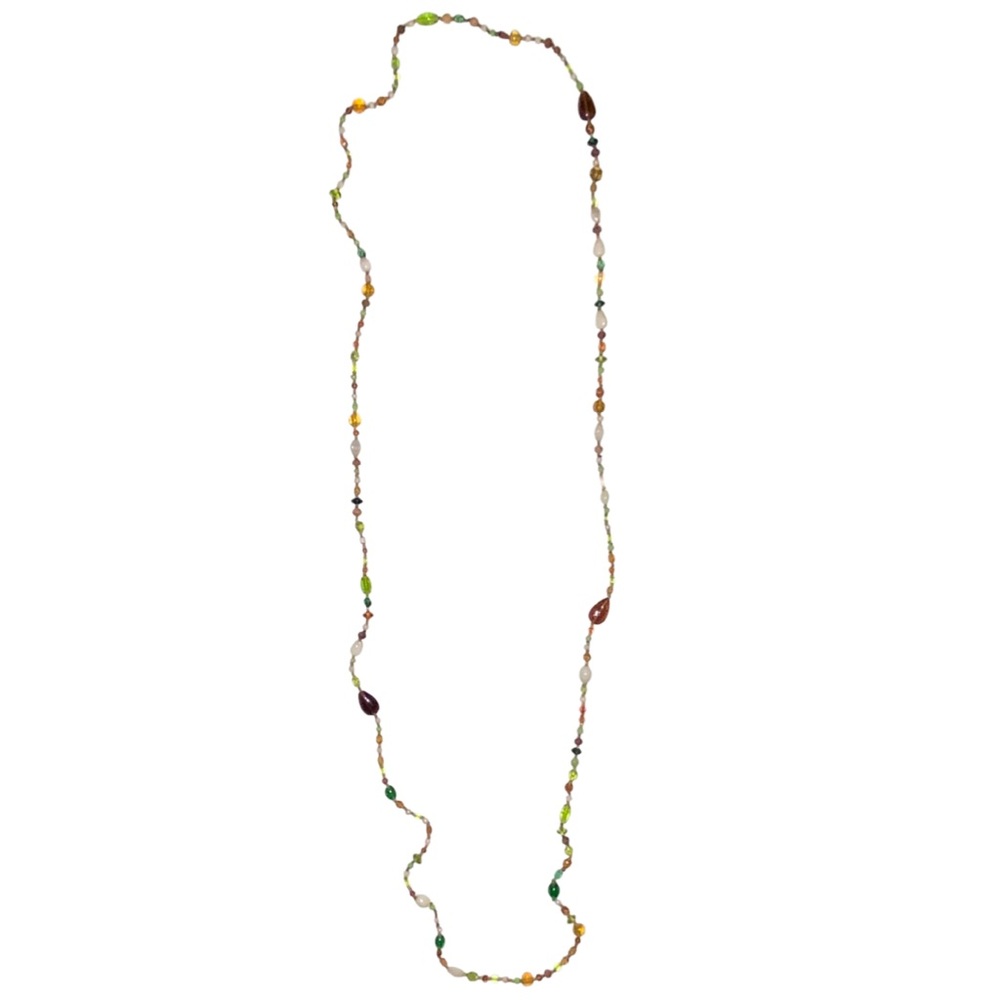 NEW | Green & Brown Fashion Beaded Necklace | 30.5"